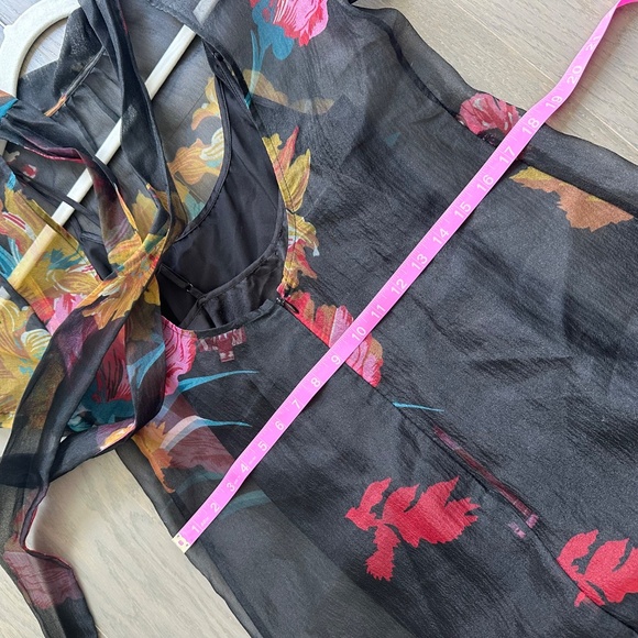 STAUD Calluna First Bloom Black Floral Maxi Dress Gown Organza Tie Size Small - Picture 13 of 14